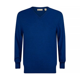 Donald Ross Mens Sweater - Merino Wool V-Neck, 222
